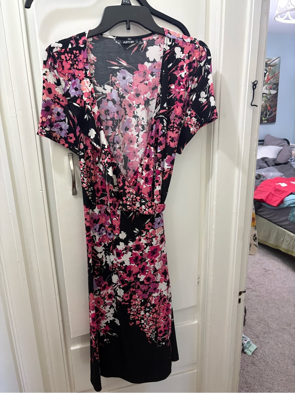 Apt. 9 Black Dress with Pink & White Floral Print